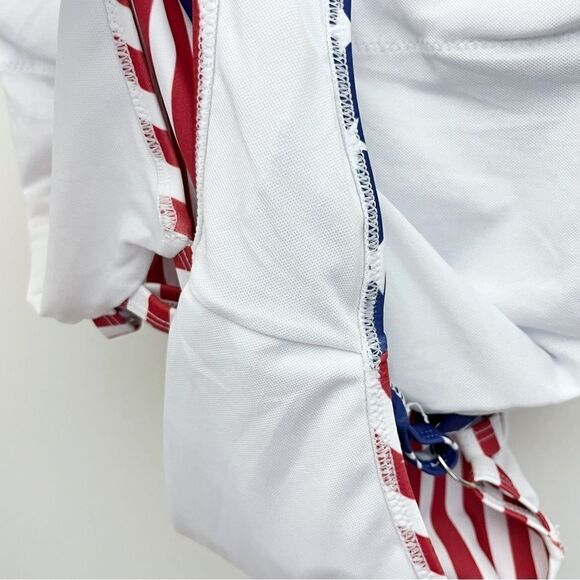 Patriotic USA American Flag Stars and Stripes Lattice One Piece Swimsuit - Picture 15 of 16